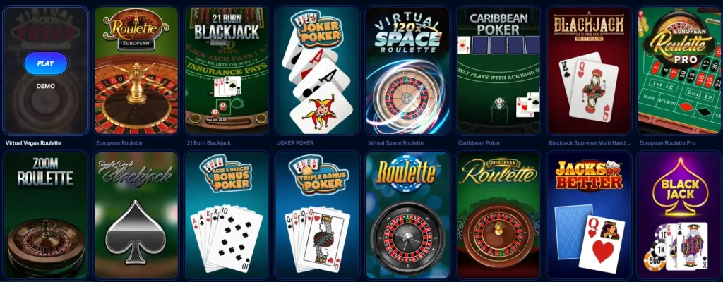 Boomerang Bet Casino table games